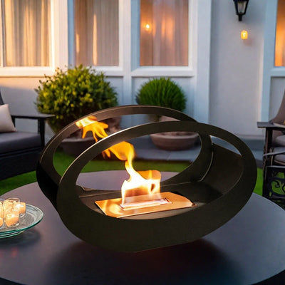 16x9.5"Black Metal Tabletop Fireplace(Currently available in Europe)