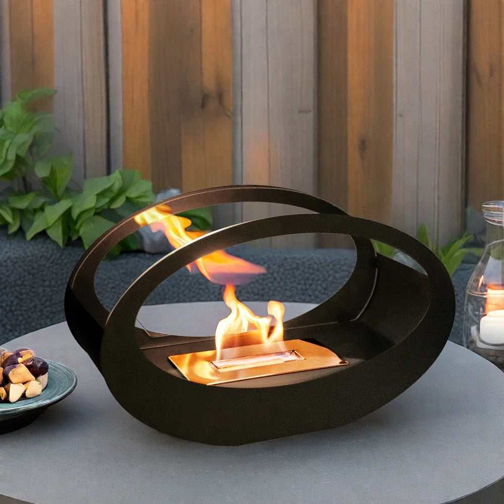 16x9.5"Black Metal Tabletop Fireplace(Currently available in Europe)