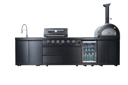 Black 125-Inch Double Stainless Steel Gas Outdoor Kitchen Grill