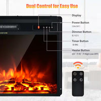20 In. 1500-Watt Freestanding and Recessed Heater Electric Fireplace Log Flame Remote in Black