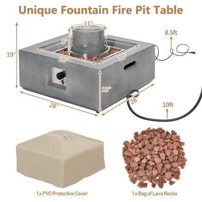 28 In. 50,000 BTU Square Propane Fire Pit Table with PVC Cover, Gray