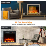 20 In. 1500-Watt Freestanding and Recessed Heater Electric Fireplace Log Flame Remote in Black