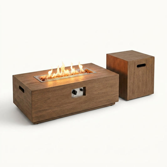 2 Piece Outdoor Propane Fire Pit Table Set — Studio Shot