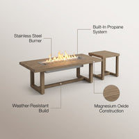 2 Piece Outdoor Propane Fire Pit Table Set — infographic
