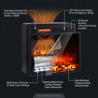 20 In. 1500-Watt Freestanding and Recessed Heater Electric Fireplace Log Flame Remote in Black — How It Works