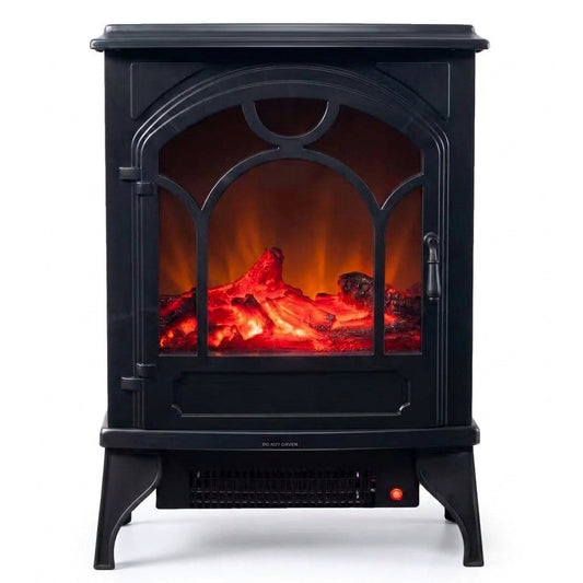 21.5 In. Freestanding Classic Electric Log Fireplace in Black — Studio Shot
