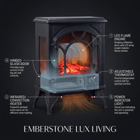 21.5 In. Freestanding Classic Electric Log Fireplace in Black — How It Works