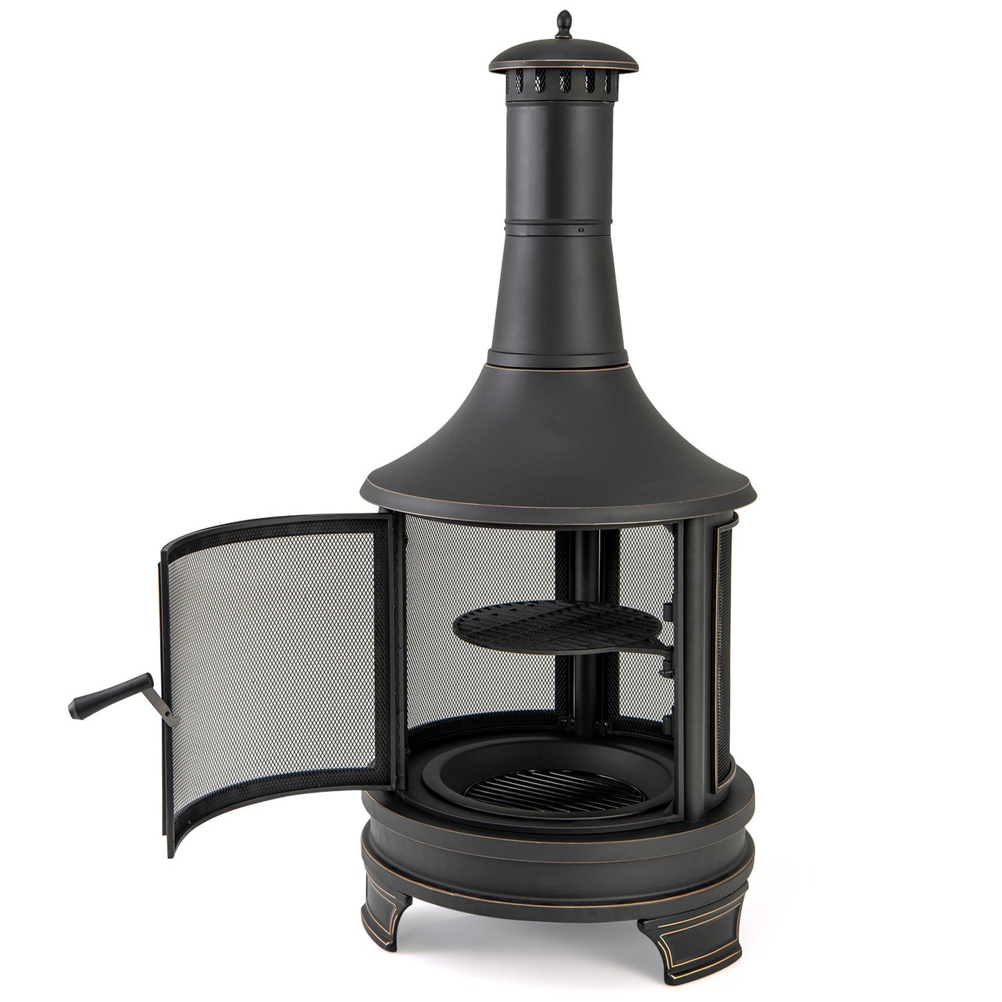 30 Inch Outdoor Fire Pit Chininea with Grill for Garden Backyard BBQ Bonfire Deck and Patio