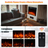 20 In. 1500-Watt Freestanding and Recessed Heater Electric Fireplace Log Flame Remote in Black