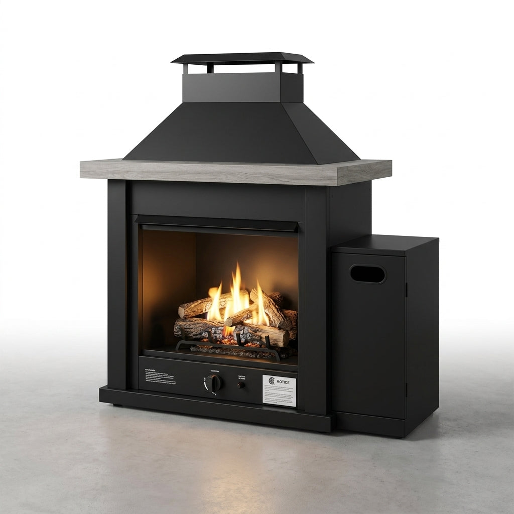 40.5" Outdoor Propane Fireplace with Tank Storage and Dust Cover-50,000 BTU Smokeless Gas Fire Pit with CSA Certified and Adjustable Flame for Patio Backyard Outdoor Heating & Decoration — Studio Shot