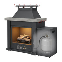 40.5" Outdoor Propane Fireplace with Tank Storage and Dust Cover-50,000 BTU Smokeless Gas Fire Pit with CSA Certified and Adjustable Flame for Patio Backyard Outdoor Heating & Decoration — How It Works