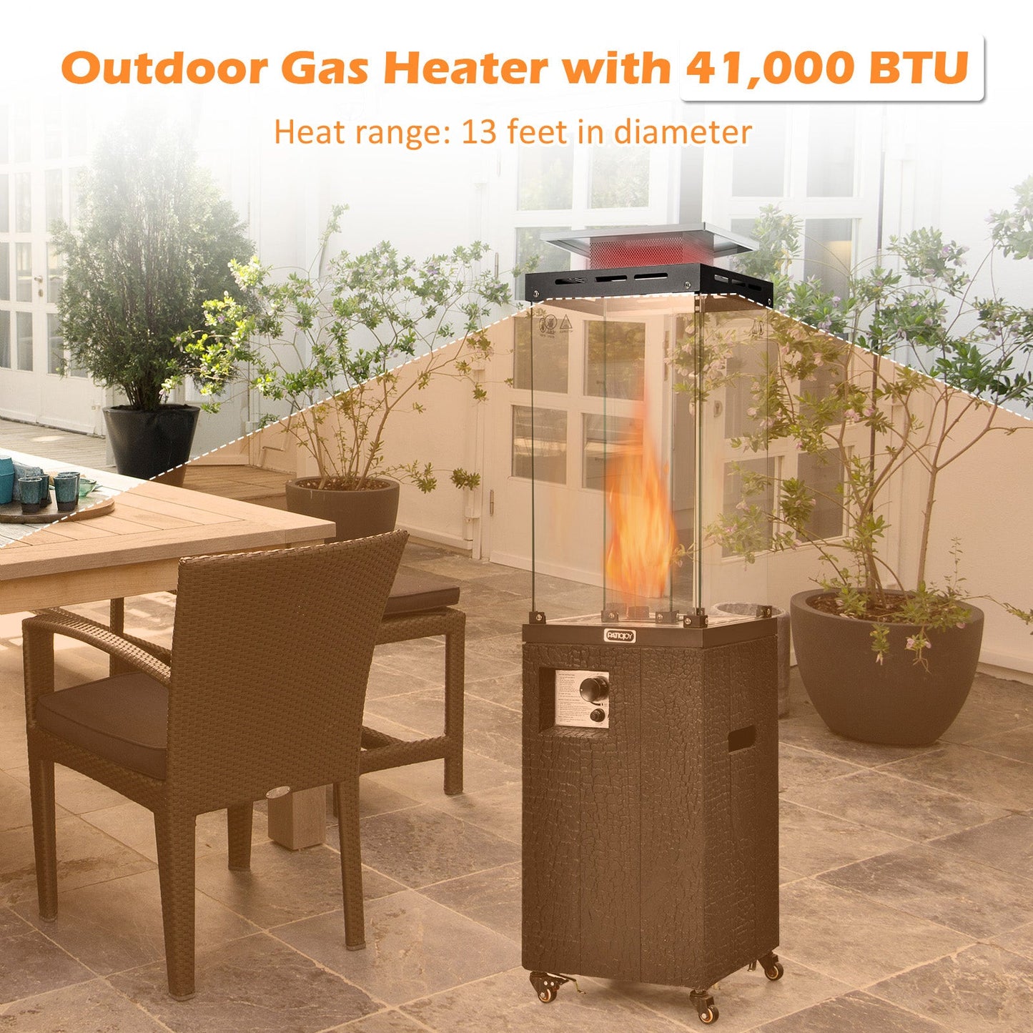 41 000 BTU Propane Patio Heater with Metal Hood