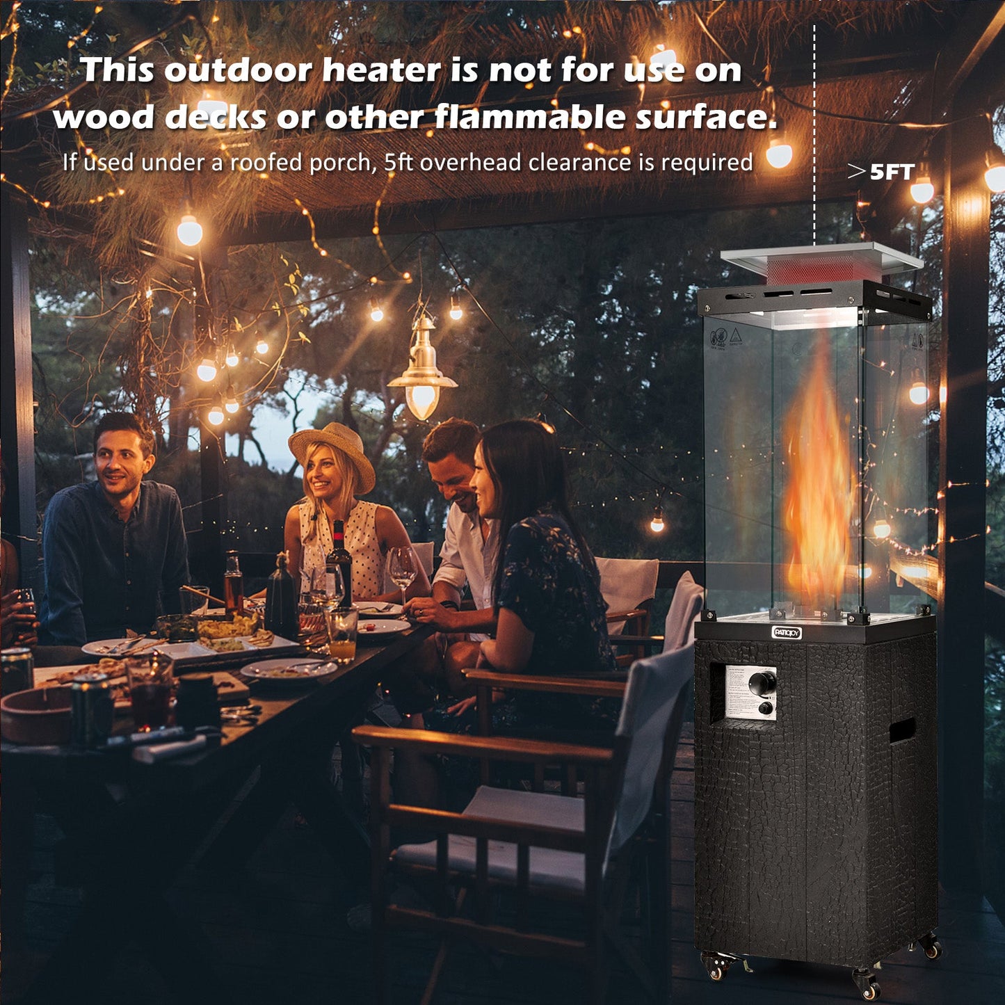 41 000 BTU Propane Patio Heater with Metal Hood