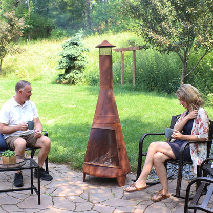 Sunnydaze 70" Metal Chiminea Outdoor Fireplace - Wood Burning Outdoor Chimney Fireplace for Backyard - Large Steel Patio Fire Pit - Rustic