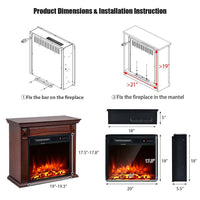 20 In. 1500-Watt Freestanding and Recessed Heater Electric Fireplace Log Flame Remote in Black