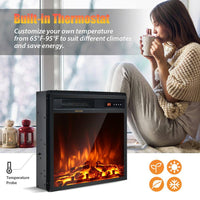 20 In. 1500-Watt Freestanding and Recessed Heater Electric Fireplace Log Flame Remote in Black