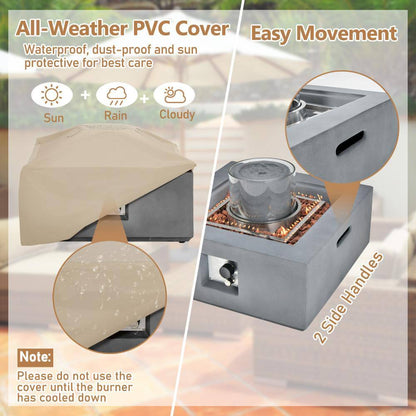 28 In. 50,000 BTU Square Propane Fire Pit Table with PVC Cover, Gray