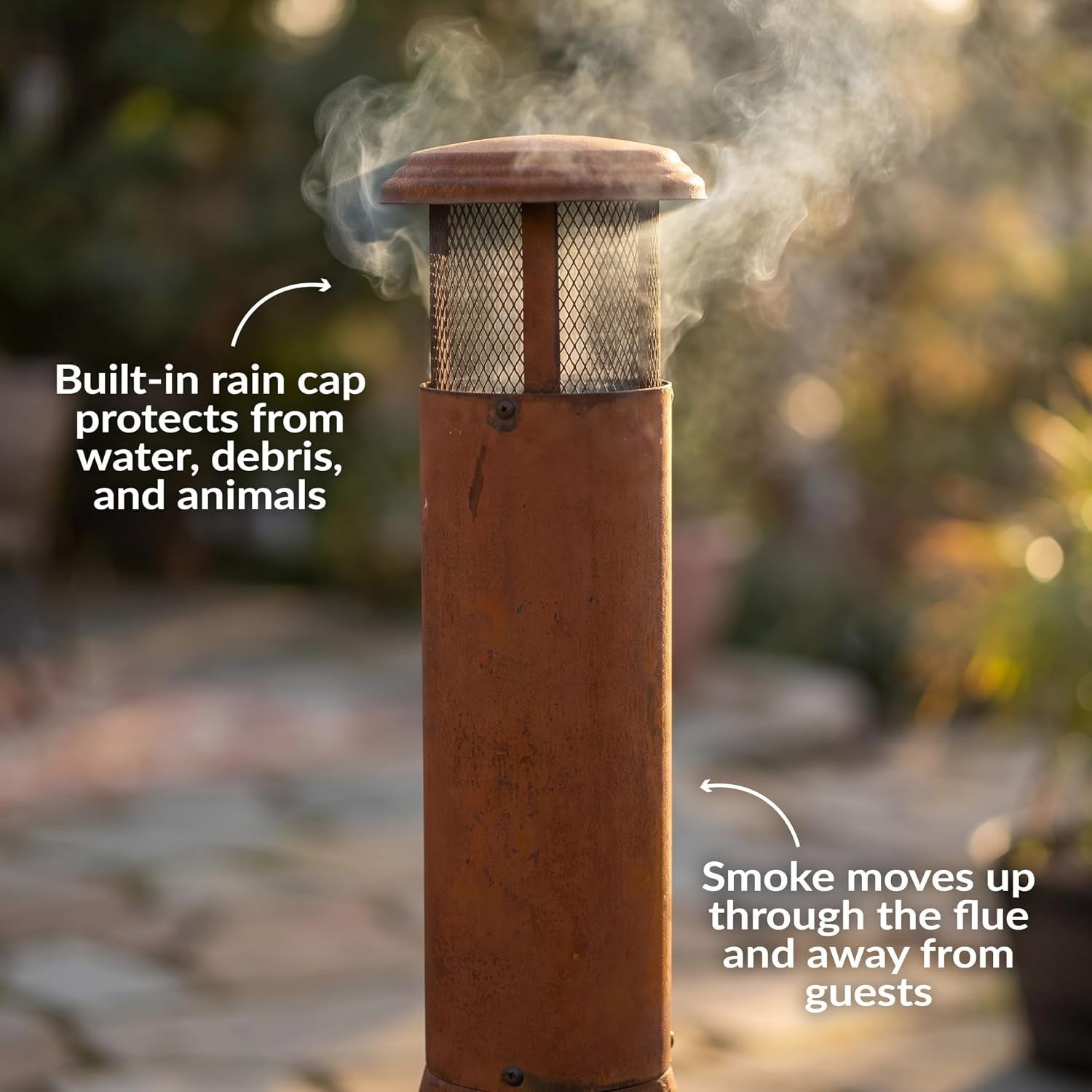 Sunnydaze 70" Tall Wood-Burning Outdoor Chiminea Fire Pit with Built-In Log Holder - Steel Large Chiminea Outdoor Fireplace for Patio or Backyard - Rustic