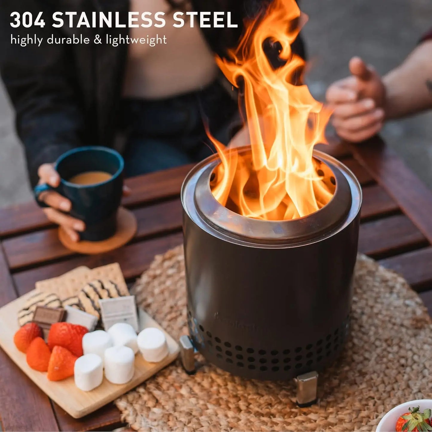 Camping Stove Tabletop Pit with Stand Outdoor Fireplaces Heater for