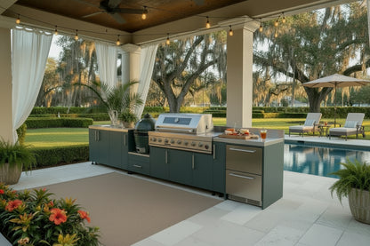 Customized Modern Outdoor Kitchen Cabinet Set Multi Scene BBQ Grill For Garden Camping Open Air Cooking