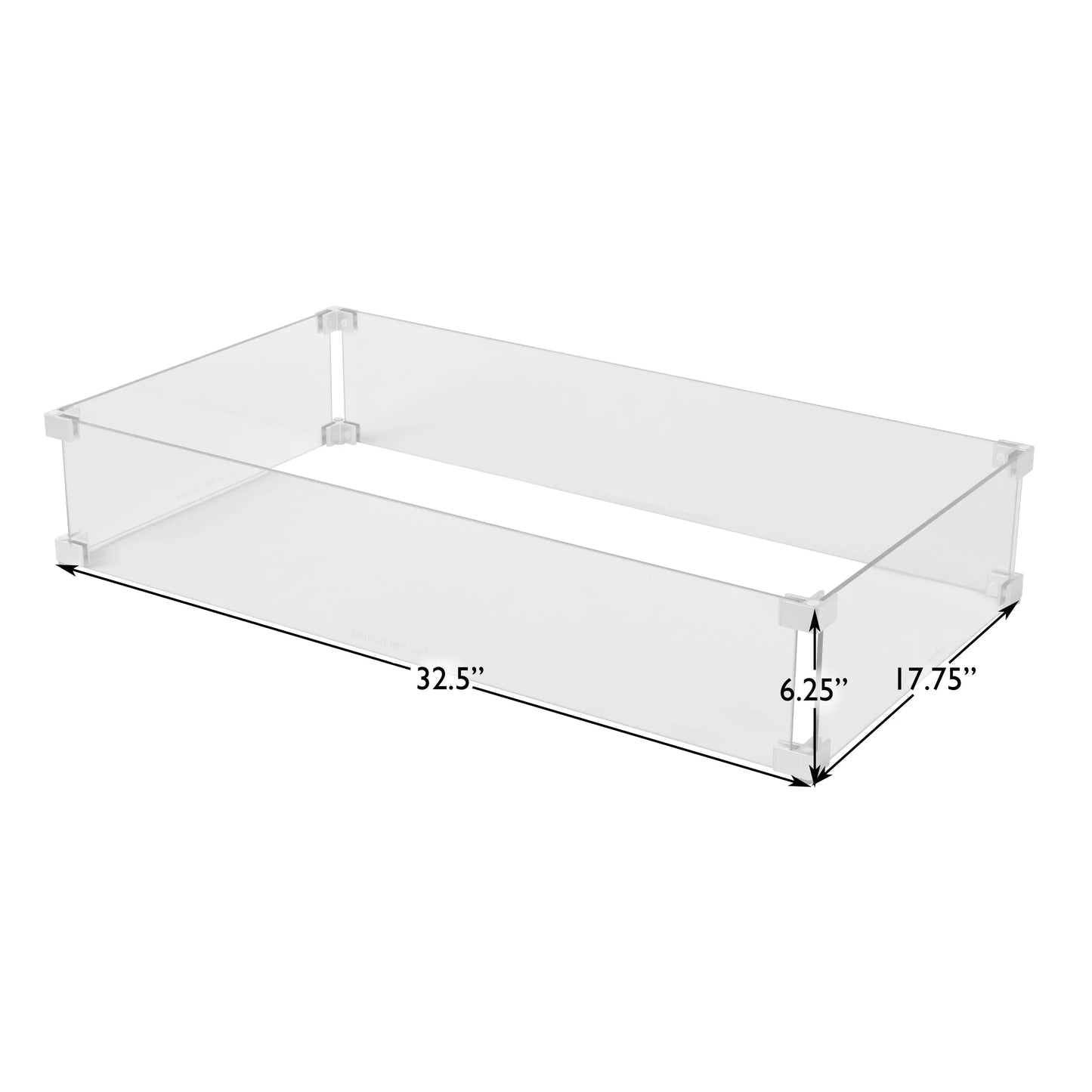 Tempered Glass Wind Guard for Rectangle LPG Fire Pits