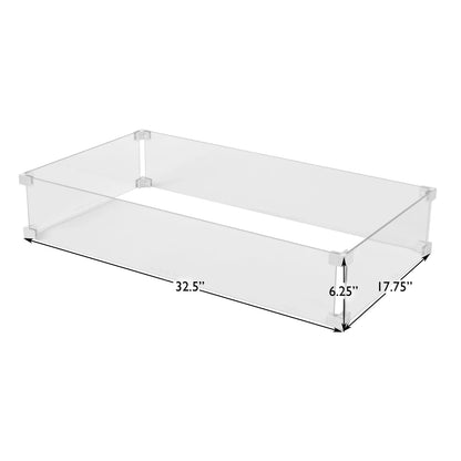 Tempered Glass Wind Guard for Rectangle LPG Fire Pits