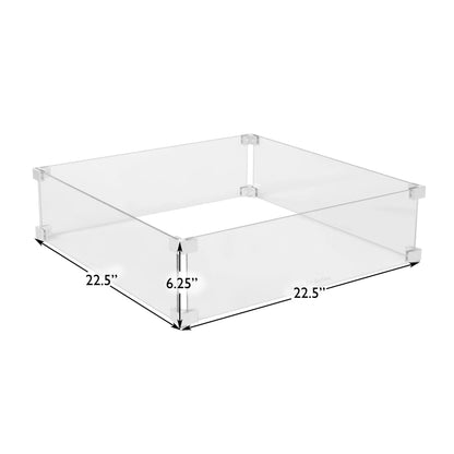Tempered Glass Wind Guard for Square LPG Fire Pits