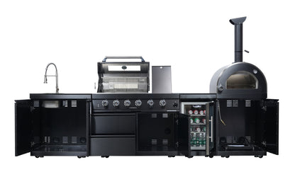 Black 125-Inch Double Stainless Steel Gas Outdoor Kitchen Grill