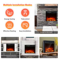 20 In. 1500-Watt Freestanding and Recessed Heater Electric Fireplace Log Flame Remote in Black