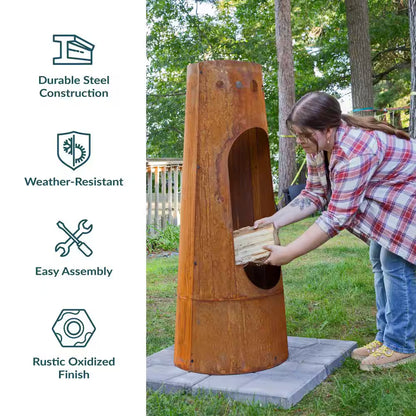 50 In. Rustic Santa Fe Wood-Burning Chimenea