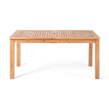 Outdoor 7 Pieces Rustic Patio Acacia Expandable Dining Set with Cushions