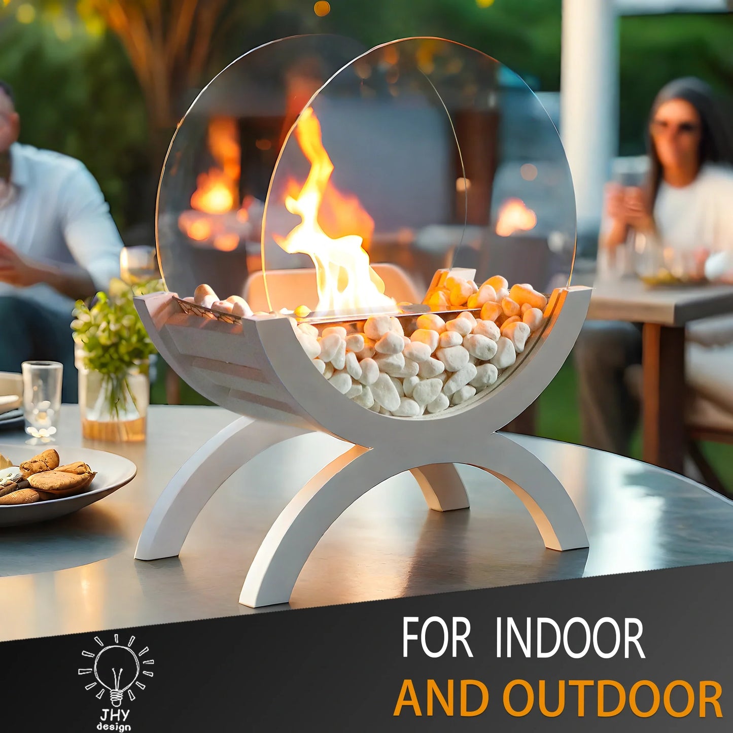 Round Tabletop Firepit 43cm H – Bio Ethanol