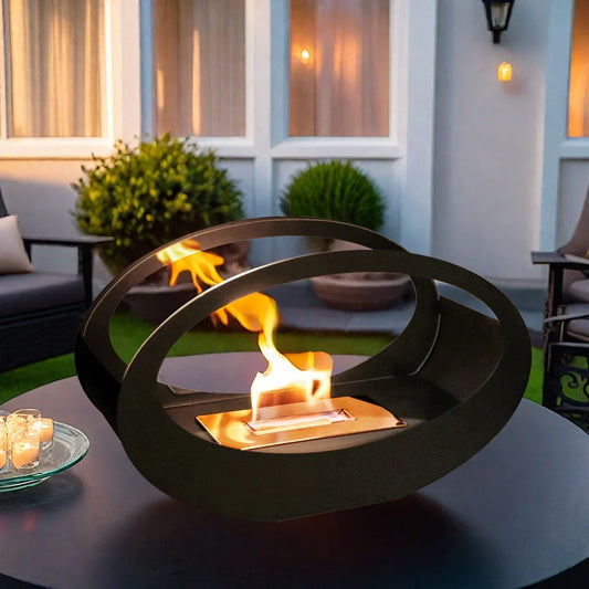 16x9.5"Black Metal Tabletop Fireplace（Currently available in Europe）