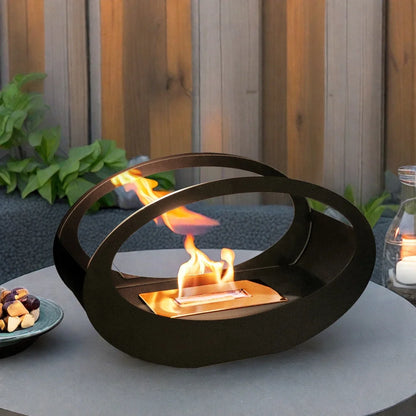 16x9.5"Black Metal Tabletop Fireplace（Currently available in Europe）