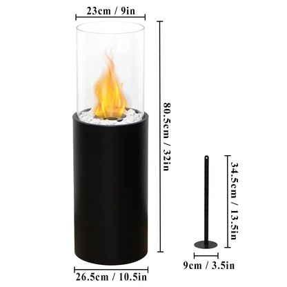 10.5" *10.5"*31.5" Big Round Freestanding Outdoor Fireplace